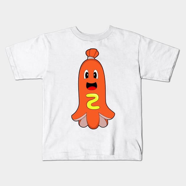 Octopus Hotdog Mustard Kids T-Shirt by Markus Schnabel